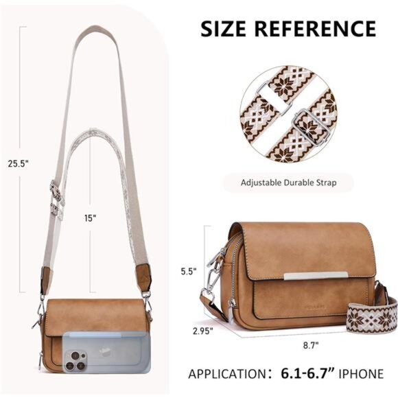 Small Crossbody Bag with Card Slots Camel - Picture 5 of 6